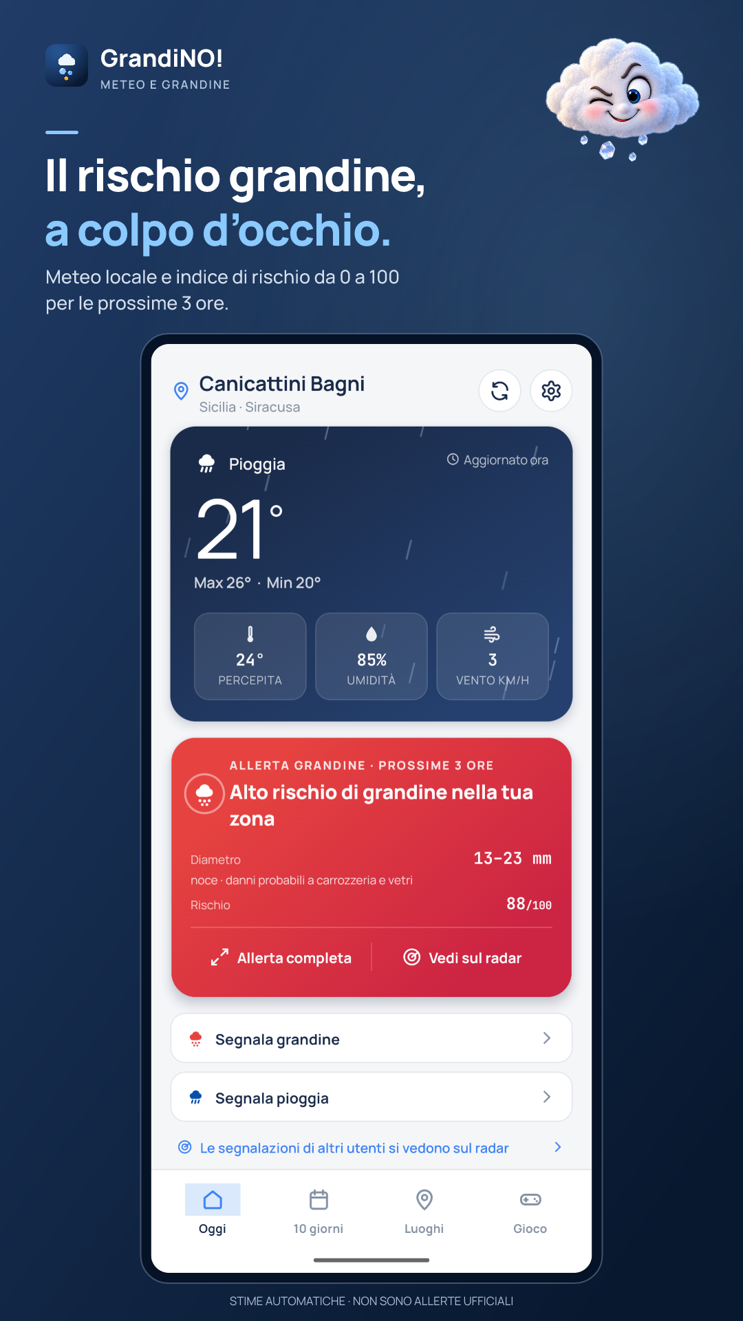 GrandiNO App — Il rischio grandine a colpo d'occhio